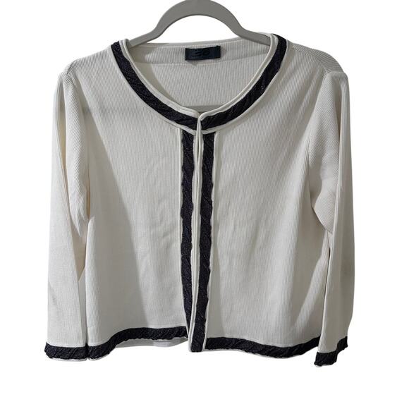 She's SO Italy Women's Cropped Viscose Textured Knit Cardigan White  10 (46) - Picture 1 of 8